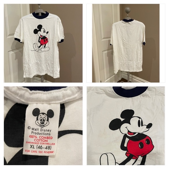 Vintage 80s Mickey Mouse Walt Disney Ringer T-Shirt - Picture 1 of 8